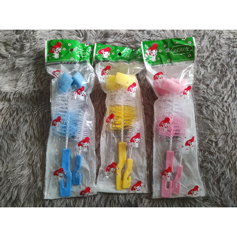 Sikat botol dot ujung spons besar+kecil / sleek cucidot / sikat cuci botol susu bayi