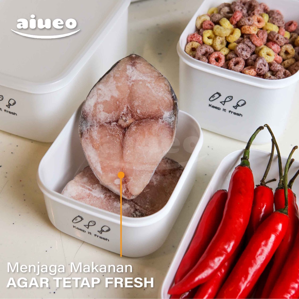 AIUEO | Kotak Penyimpanan Dapur Makanan Buah Sayuran Kulkas Plastik Serbaguna | Kotak Anti tumpah | Kotak serbaguna murah