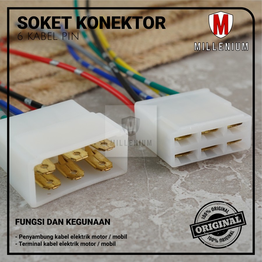 SOKET KONEKTOR KABEL 6 PIN / SOCKET SAMBUNG MOBIL MOTOR KABEL BINTIK