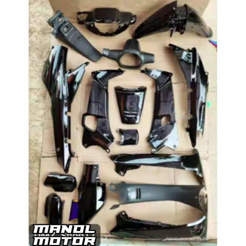 Fullset cover body Supra x lama hitam polos dek body full kasar halus Supra x lama komplit polos