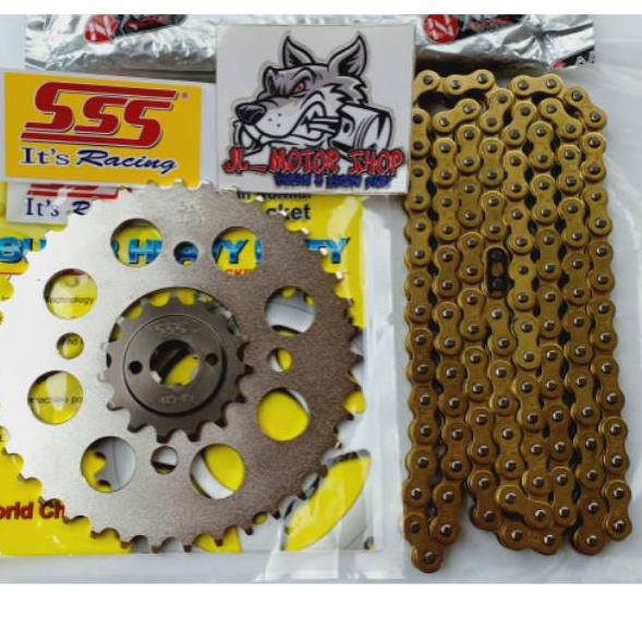 Best Seller.. Gir Set Gear set SSS 415 Tipis Suzuki Shogun - Smash -Titan - Shooter Rantai Gold
