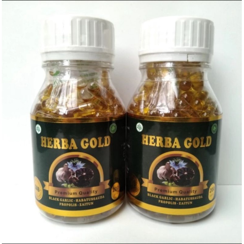 HERBA GOLD ISI 200 KAPSUL.black garlic habbatussaudah propolis zaitun
