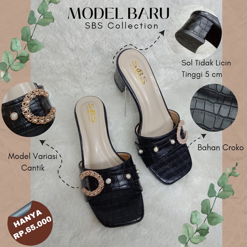 SENDAL WANITA SENDAL SLOP sendal hak tahu 5cm Sandal Untuk Undangan  sendal kokop wanita Model Vareasi By SBS Collection