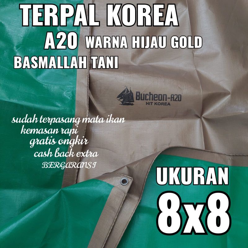 Terpal KOREA A20 Warna Hijau Gold ukuran 8x8 meter merk TRECK