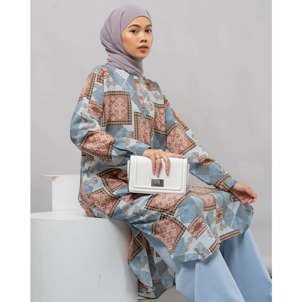 MIDI DRESS TUNIK MOTIF ETNIK HYEJIN WOLFIS PREMIUM SHIRT B542 CO