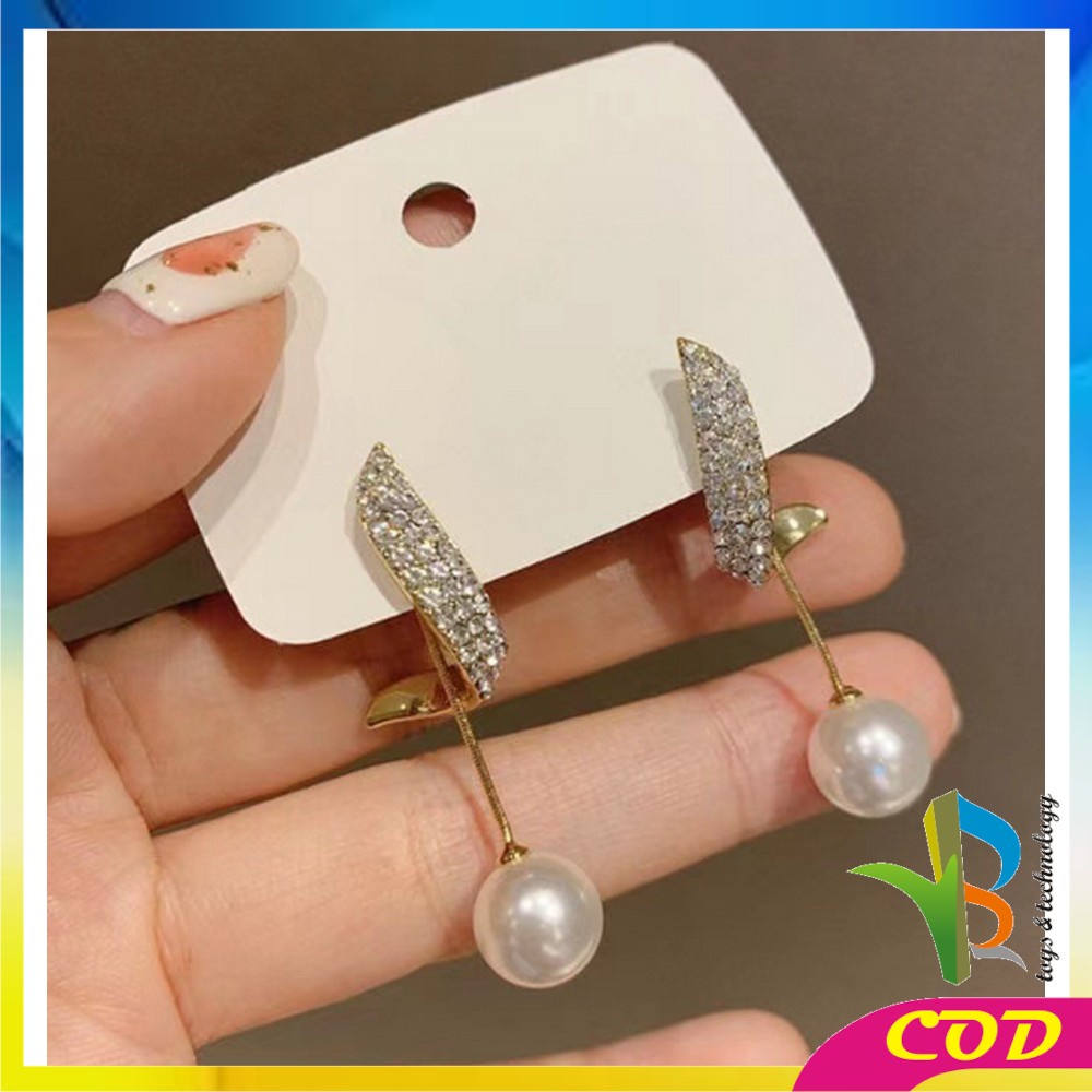 RB-K119 Anting Mutiara Gaya Korea Motif Pita Aksesoris Fashion Wanita / Anting Rumbai Panjang Elegant Earrings Butterfly Women