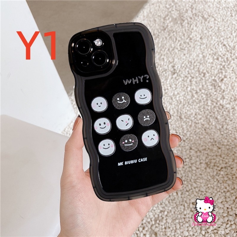 Case Smiley Lucu Realme C53 C35 C12 C33 C30 C15 C25 C25Y C21Y 9i 8i 8c11 8Pro C25s 9 9Pro+7i C3 5i 6i 5 7 C1 C20 C20A Kartun Ekspresi Lucu Lembut TPU Wavy Edge Couple Case