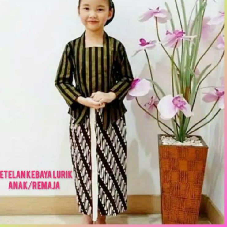 [U-3-I ✓] setelan kebaya lurik rok wiru/pakaian adat Jawa kostum karnaval/baju anak perempuan/baju p