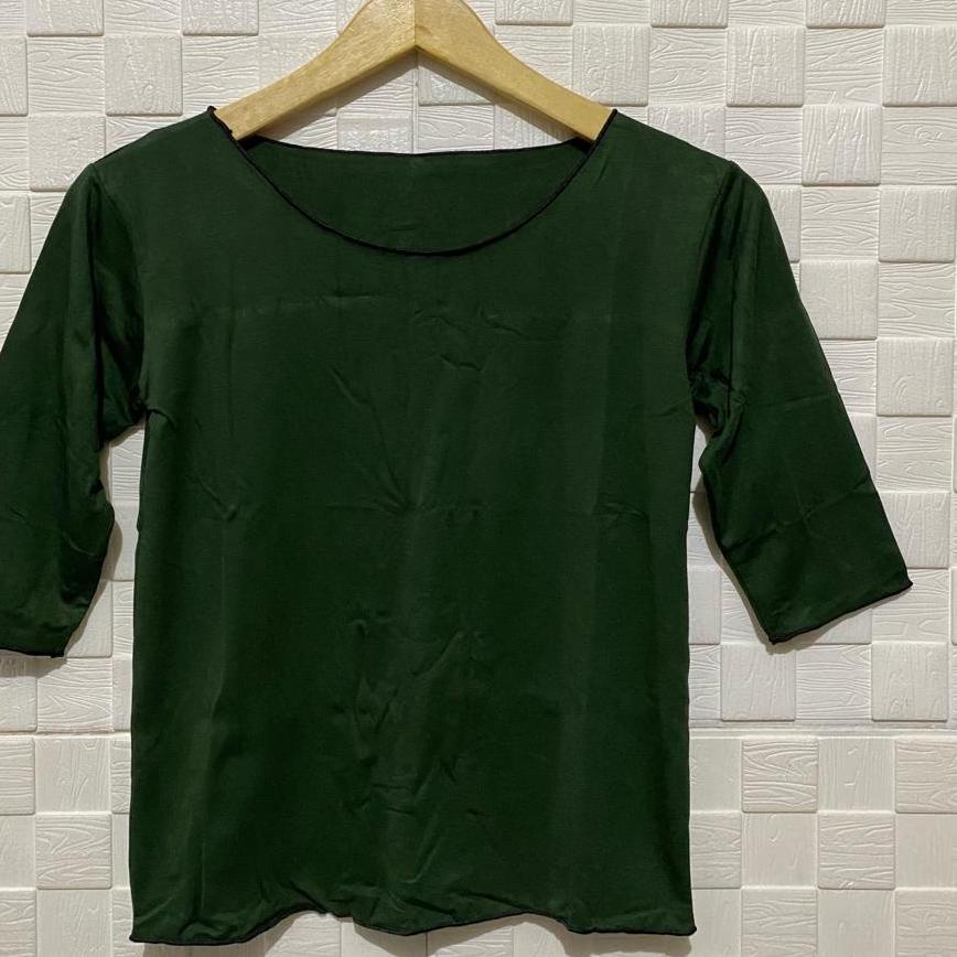 READY ✅atasan kaos polos neci lengan 3/4 wanita/kaos wanita/atasan/kaos 3/4/atasan polos/kaos crop/a