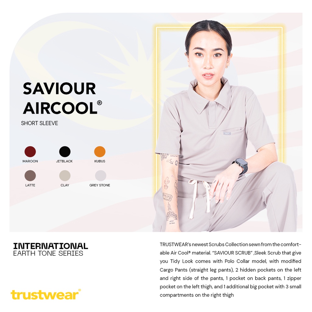 [Scrubs Saviour] Doctor's Scrub/Set Baju Celana Jaga OKA OK Perawat/Dokter Lengan Pendek [Export]