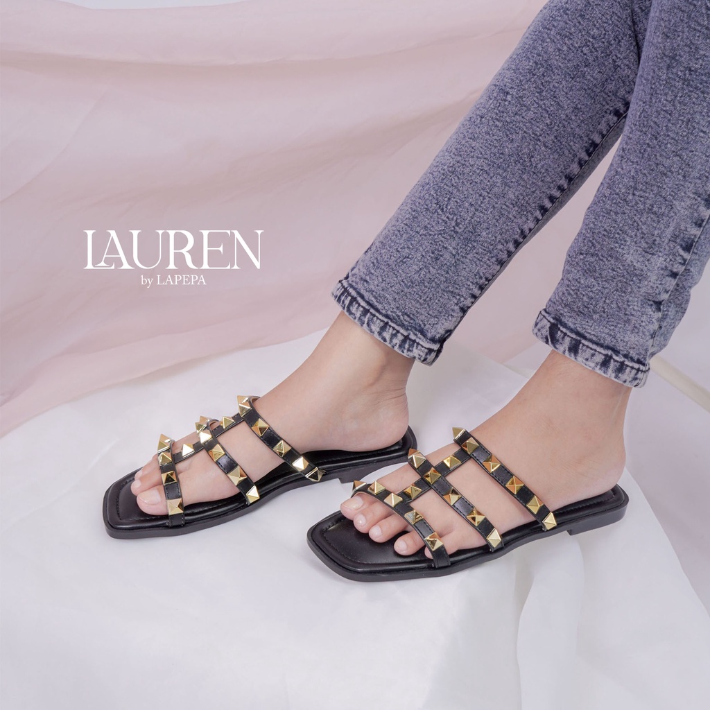 AVLINSTORE - tipe LAUREN Sandal Wanita Teplek Casual Model Duri Sendal Slop Empuk Flat Cewek Kasual Kekinian