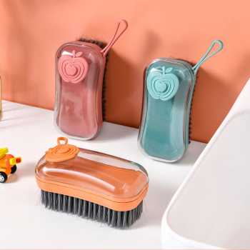 Sikat Pembersih Cleaning Brush Dengan Dispenser Tempat Sabun Cair Otomatis / Sikat Pembersih Baju Pakaian Laundry Sepatu Lantai Dapur Toilet Serbaguna Praktis Efisien Pencet Tekan / Cleaning Brush Alat Pembersih Noda Kotoran / Sikat Pembersih Multifungsi