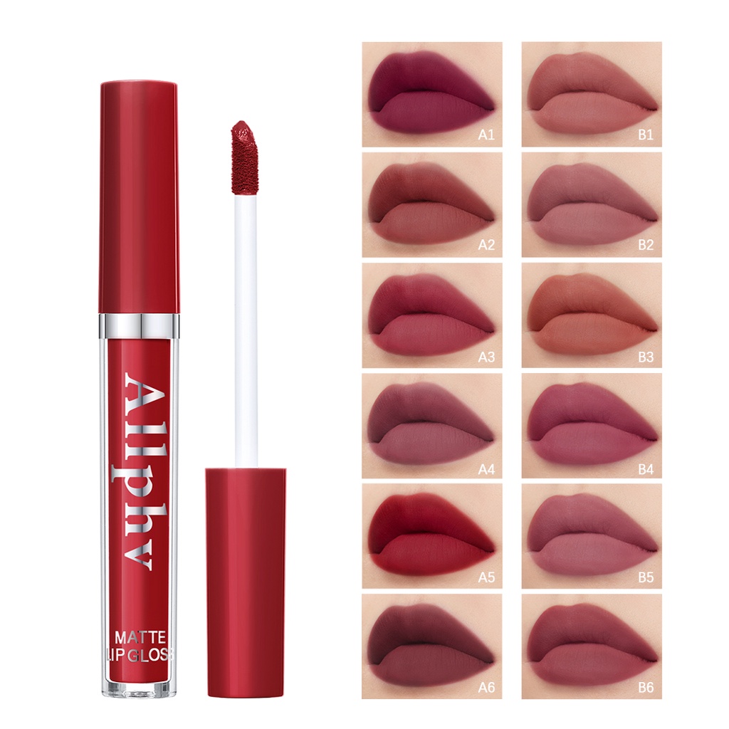 【asli】Allphv  Lipstick Matte Set Waterproof Lip Gloss Velvet Matte Lips stisk Set Box 6Pcs