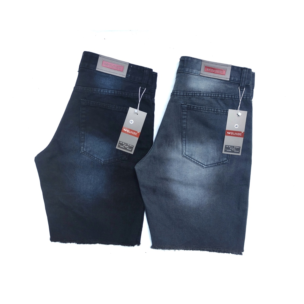 Bunbe - Celana pendek pria jeans sobek original local brand