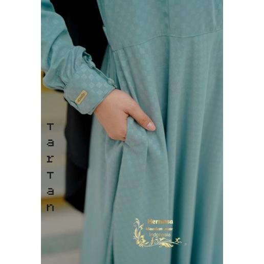Gamis hermosa motif tartan warna biru wardah original by hermosa Belum