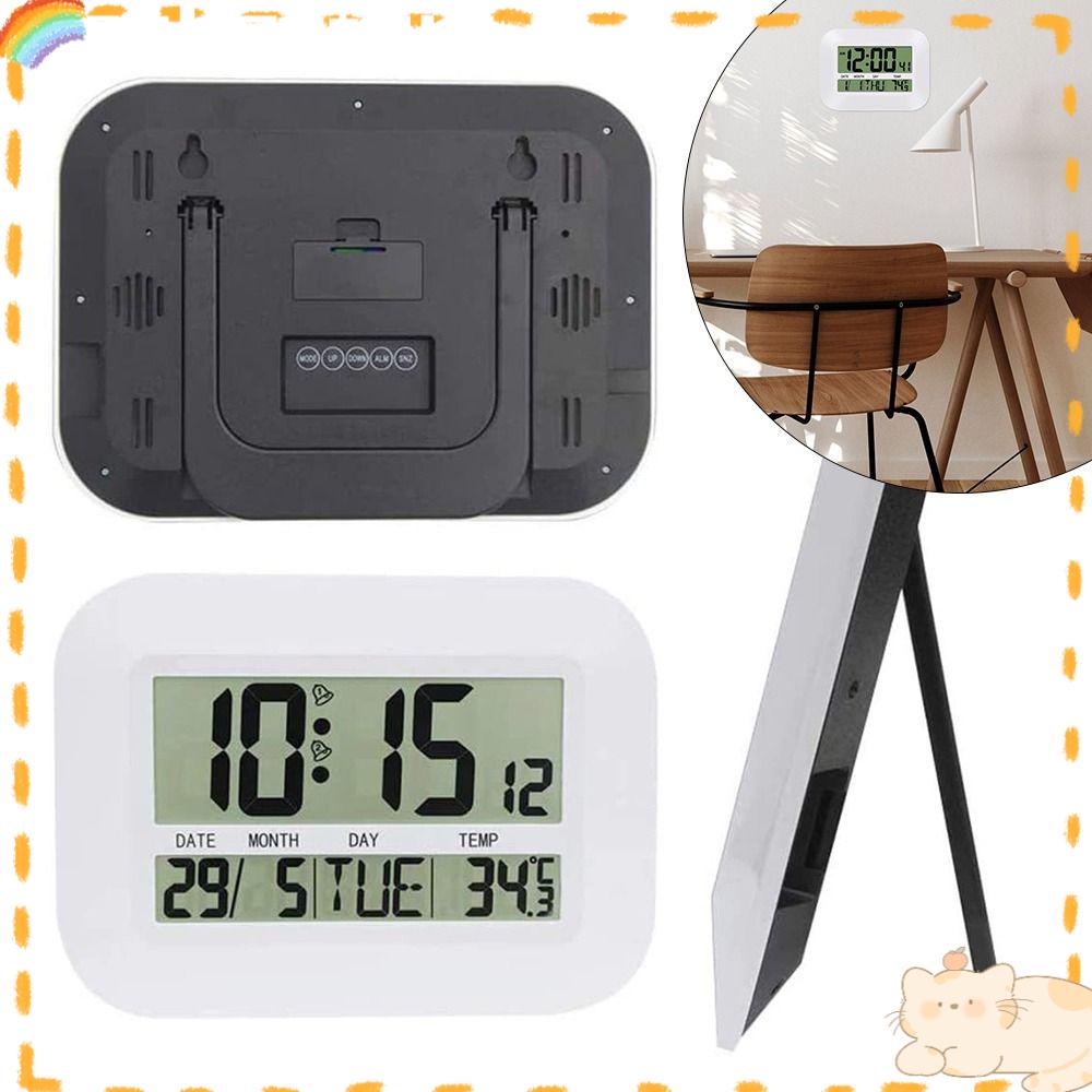 Solighter Jam Weker Alarm Rumah Samping Tempat Tidur Nomor Meja Clock Thermometer