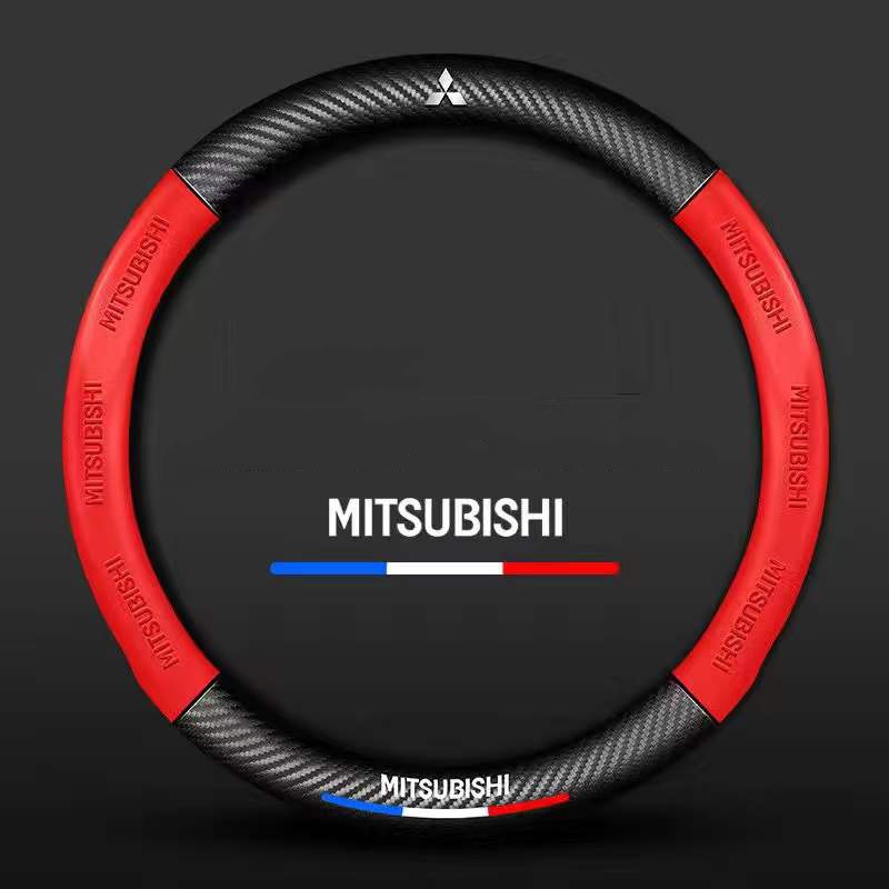 Untuk Mitsubishi Carbon Fiber Steering Wheel Cover Untuk Triton Outlander Mirage ASX Lancer EVO PAJERO GRANDIS GALANT Xpander