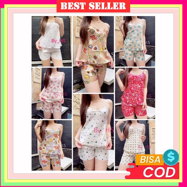 Baju Tidur 3/4 Jumbo / Piyama Wanita Dewasa Stelan 3/4 Celana Pendek / Setelan Celana / Baju Tidur J