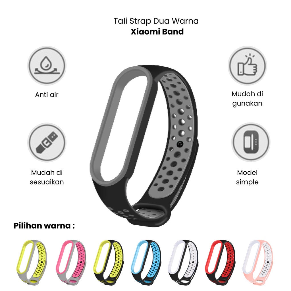 Tali Xiaomi Band 3 4 5 6 Miband Sports Silicone Strap