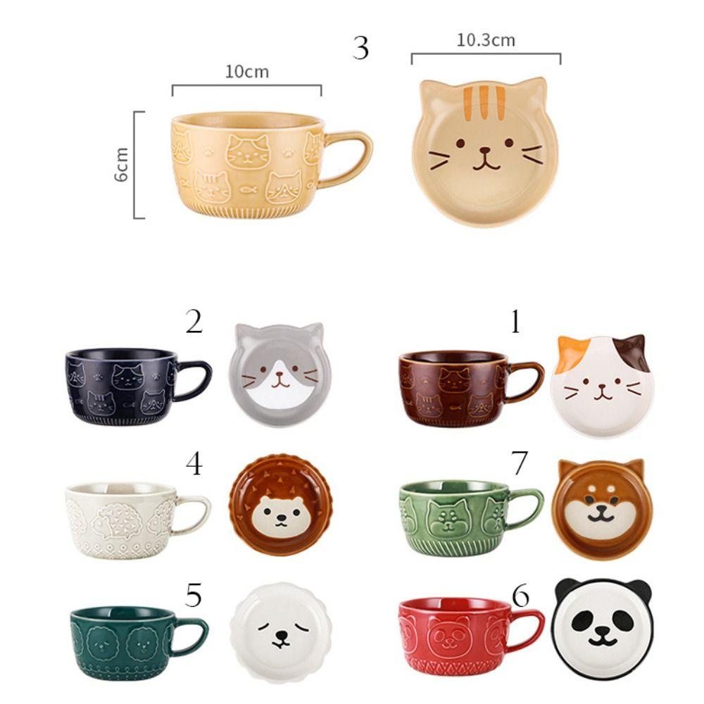 Lanfy Mug Kopi Alpaca Panda Dengan Tutup Keramik Novelty Hewan Lucu Perlengkapan Minum
