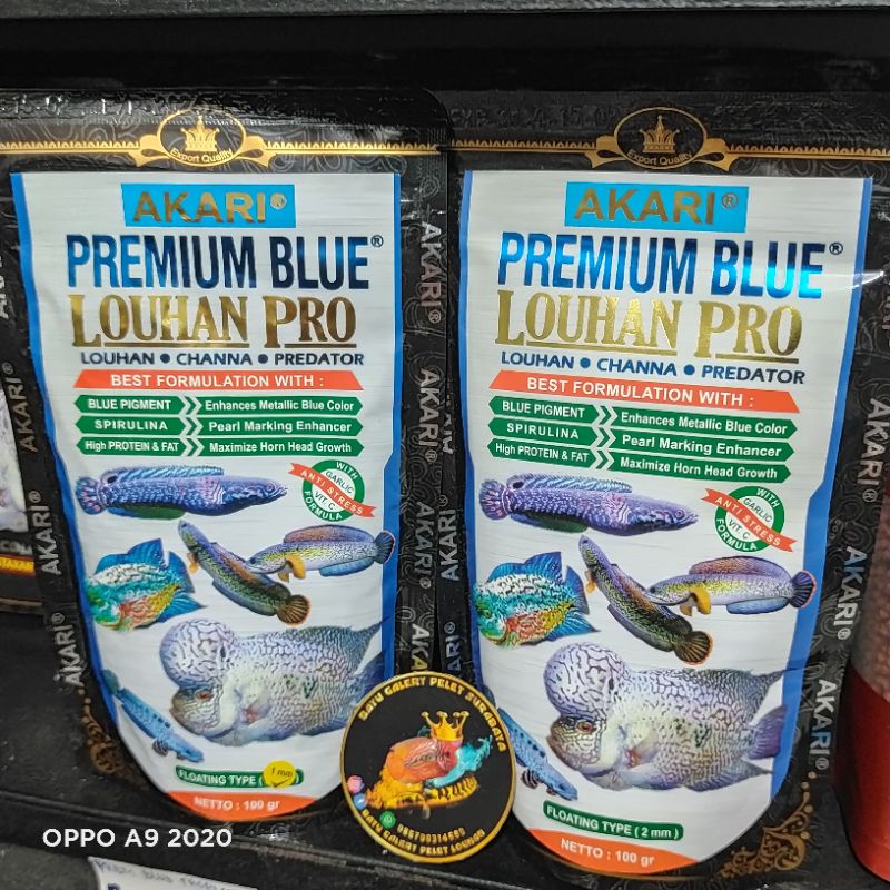 Pelet AKARI Premium Blue 1mm , 2mm 100gram dan 250gram
