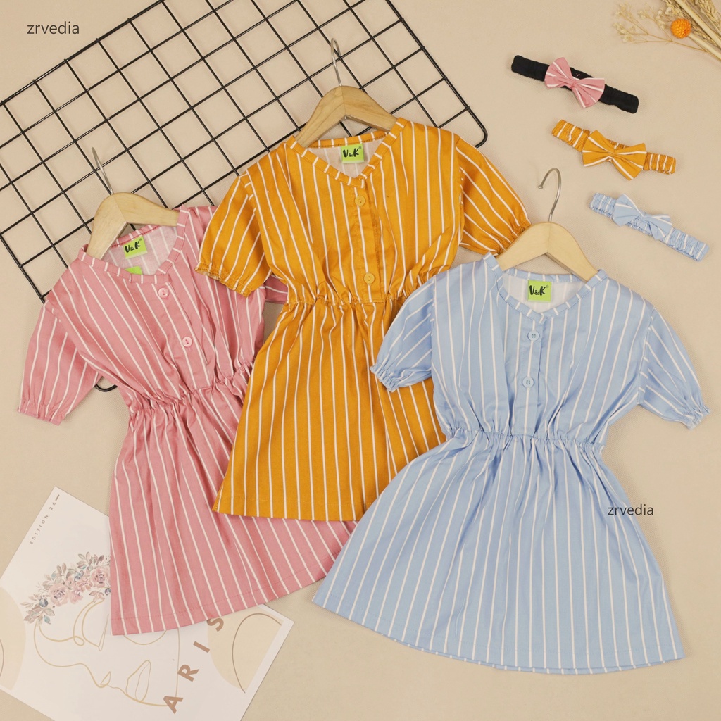 [FREE BANDANA] Dress Baby Grande uk 12-36 Month / Tunik Anak Perempuan Dres Daily Balita Branded ZR Vedia