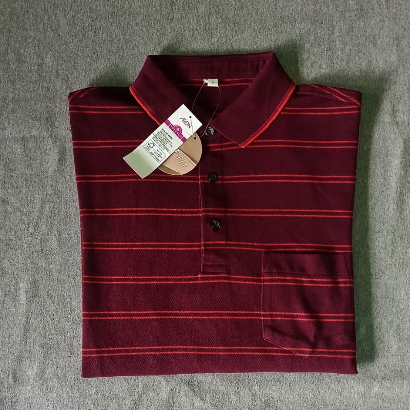 thrift polo shirt panjang salur pocket topvalu rugby shirt salur pocket topvalu kaos polo lengan pan