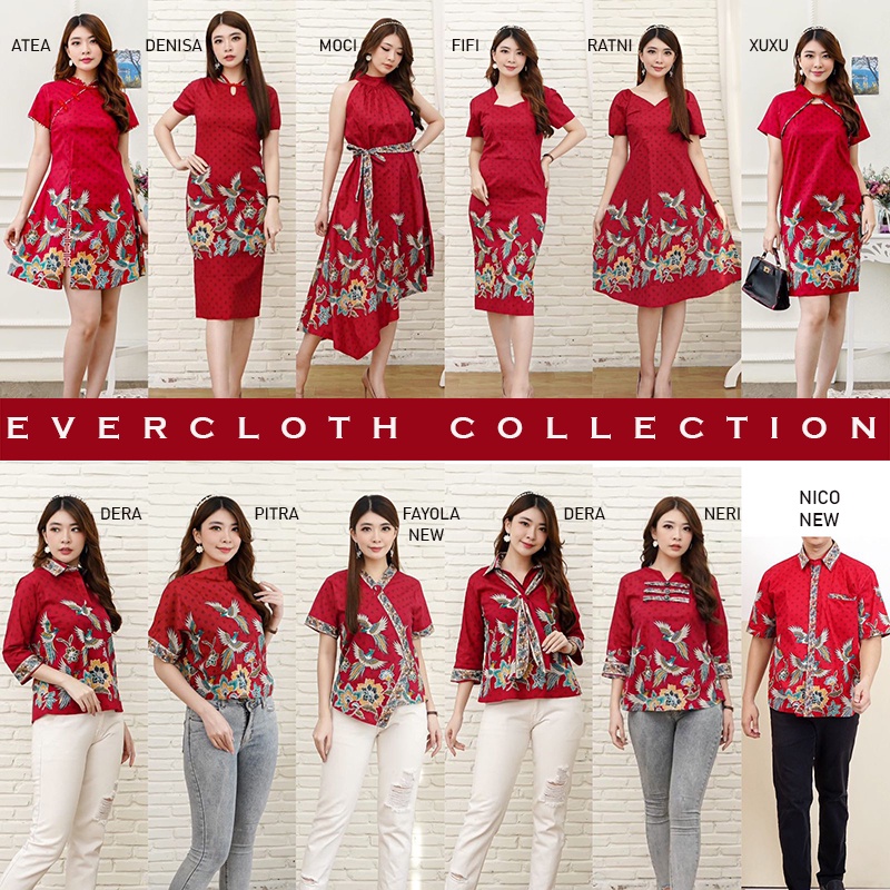 Evercloth Neri Blouse Wanita Atasan Wanita Batik Lengan Panjang Couple Top