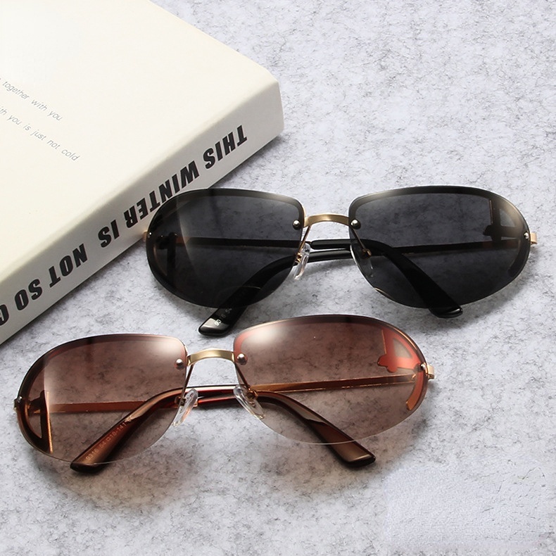 2023fashion Aesthetic Shades Sunglasses Untuk Wanita/Pria Kacamata Tanpa Bingkai Eyeglasses Colour