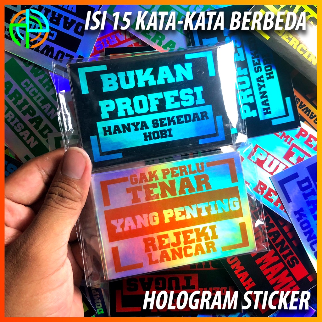 15 lembar Sticker Kata Bijak Hologram Bunglon Stiker Variasi Truk Oleng Setiker CCTV Oyi Aksesoris M