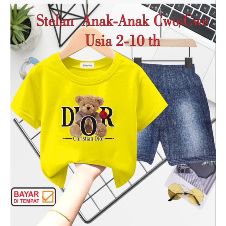 ((IB))SETELAN ANAK UNISEX SEMI JEANS/BEAR DIGITAL SABLON