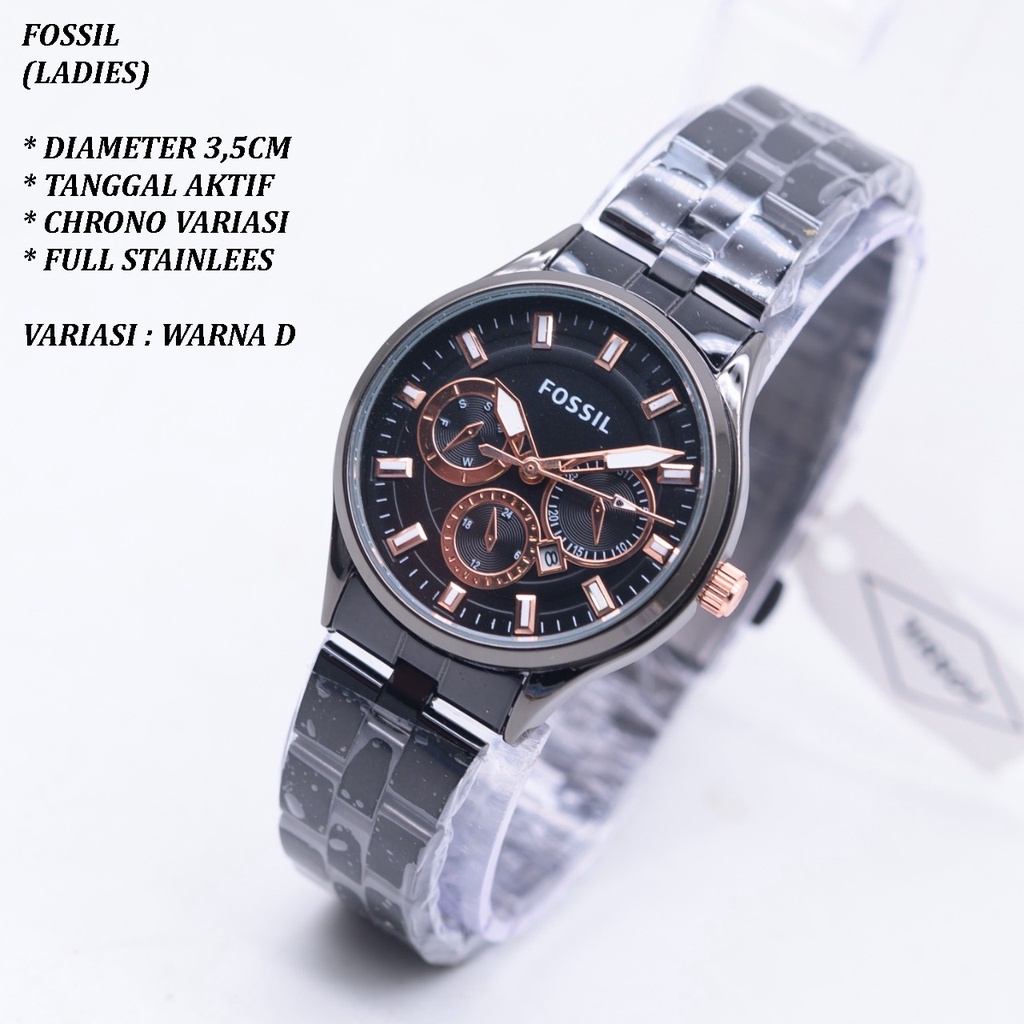 (BISA COD) JAM TANGAN WANITA FASHION HB0188 FULL STAINLEES TANGGAL AKTIF CHRONO OFF