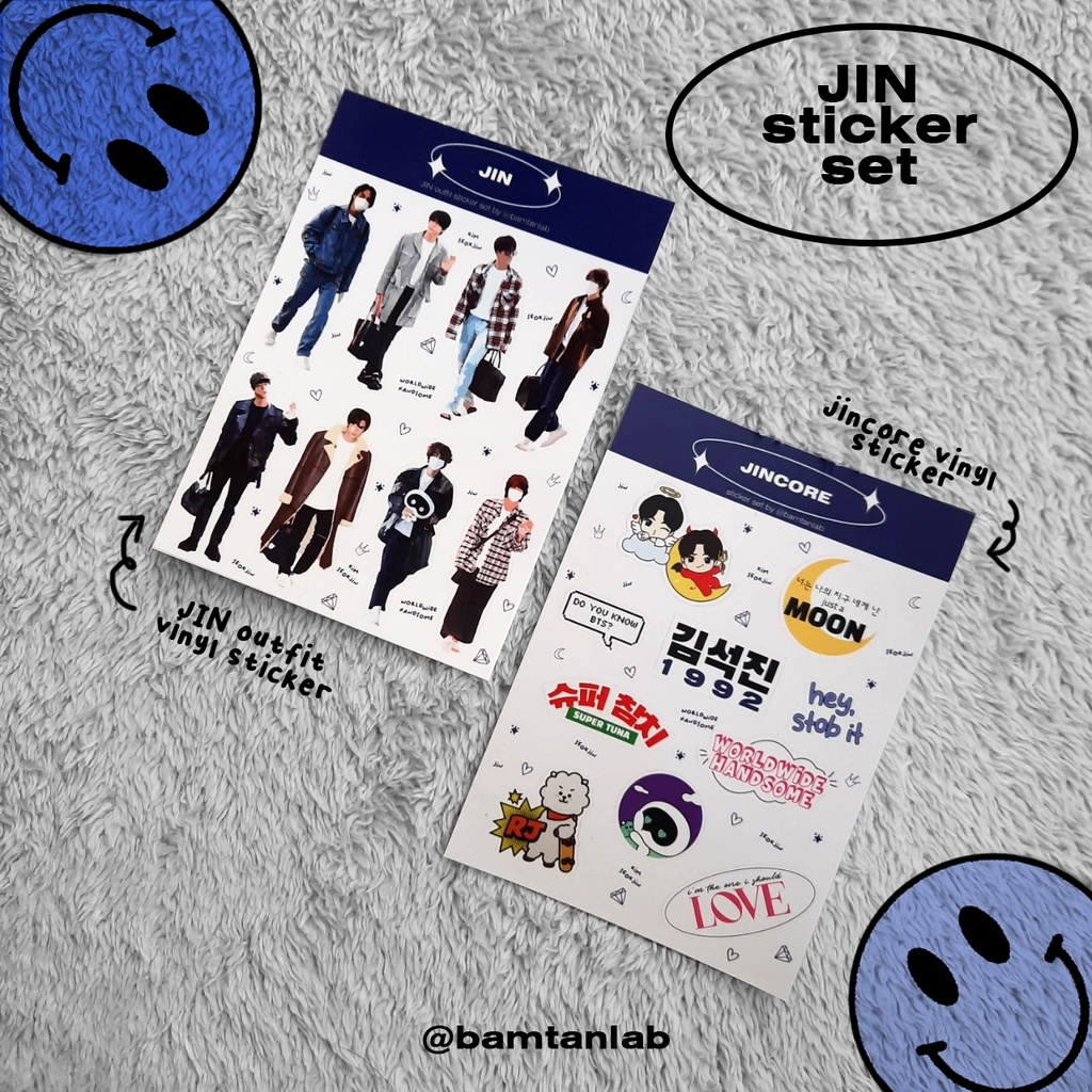 JIN BTS STICKER SET / JIN OUTFIT & JINCORE VINYL STICKER