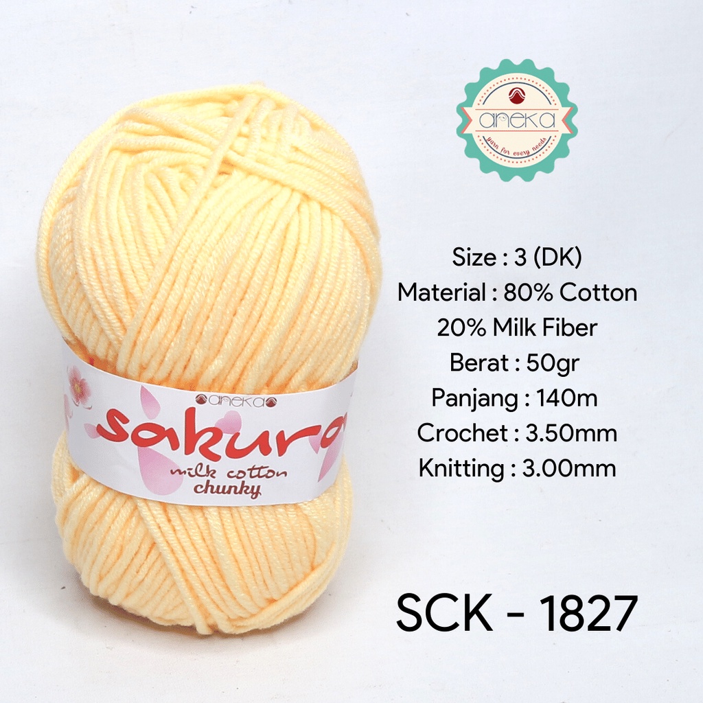 Benang Rajut Katun Susu Sakura Milk Cotton Chunky - 1827