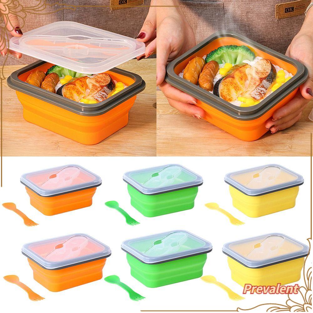 Preva Kotak Bento Lipat Camping Microwavable Untuk Pelajar Pekerja Kantor Wadah Makanan Anti Bocor