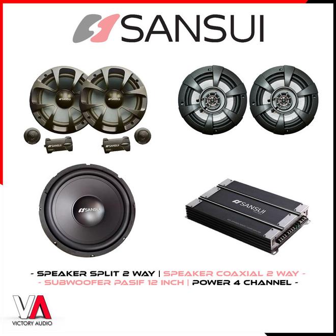 Paket Audio Mobil Full Set Sound System Sansui Sub Pasif Speaker Power