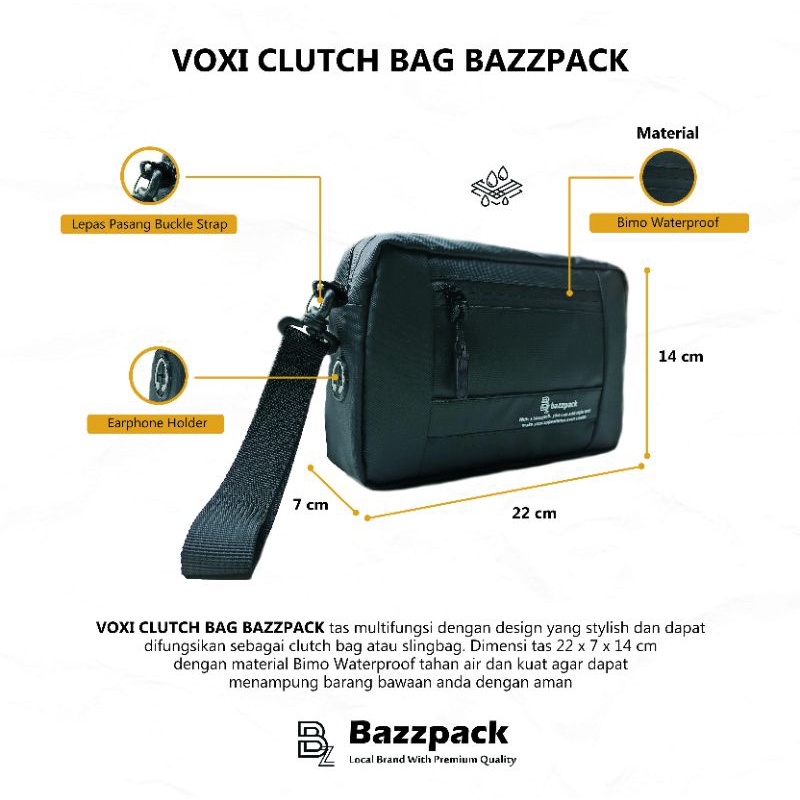 Bazzpack - Voxi Tas Slempang Clutch Bag Pouch Pria Wanita Handbag Waterproof