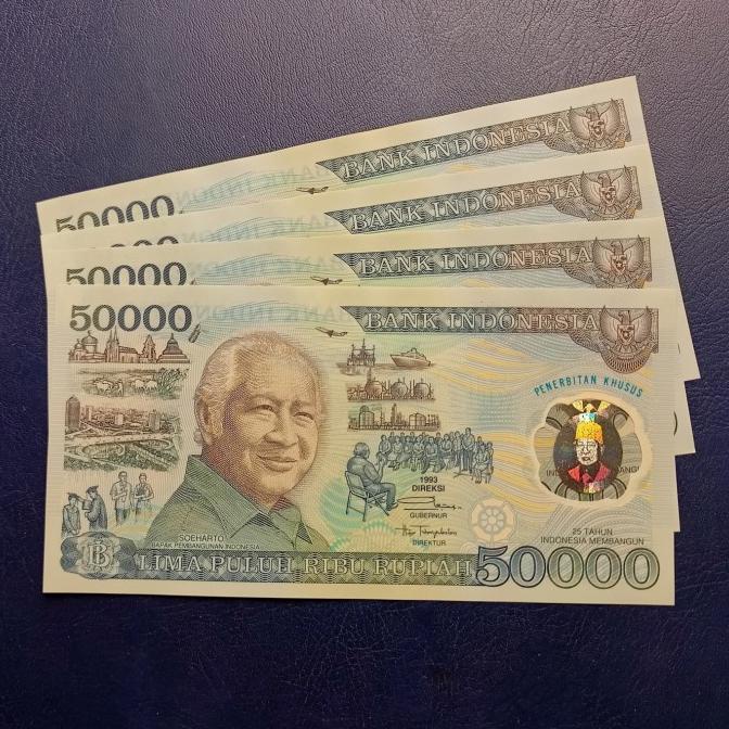 Uang Kuno 50000 Rupiah Soeharto 1993 Polimer UNC