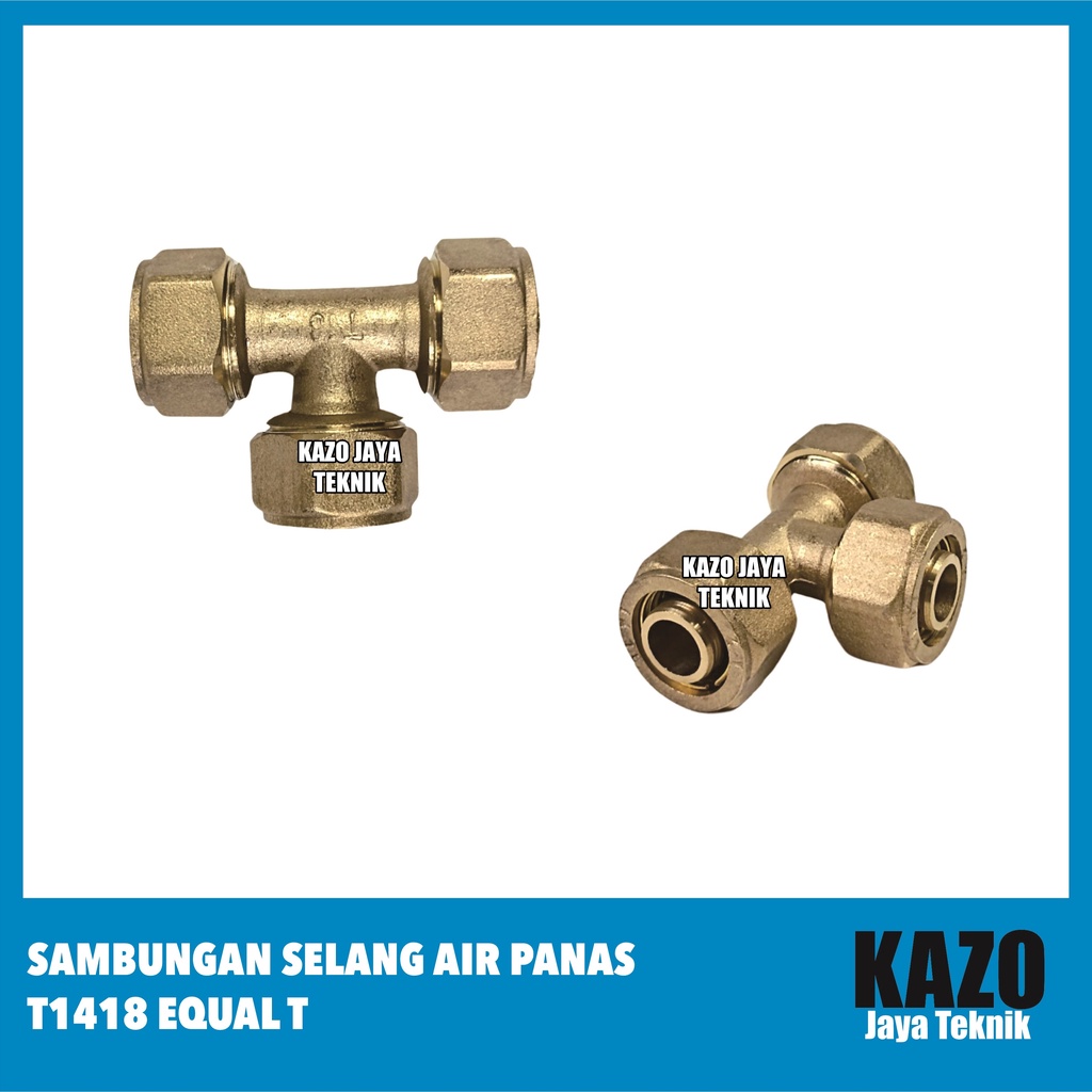 Sambungan Selang Air Panas T1418 Equal T / Nepel Kuningan
