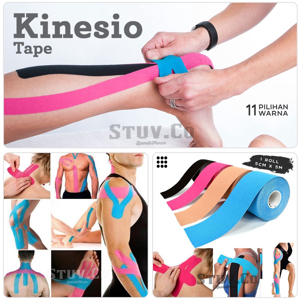 KINESIO TAPPING TAPE KINESIOLOGY TAPE BUKAN FINGER TAPE 5CM X 5M PELINDUNG OTOT OLAHRAGA PRIA WANITA