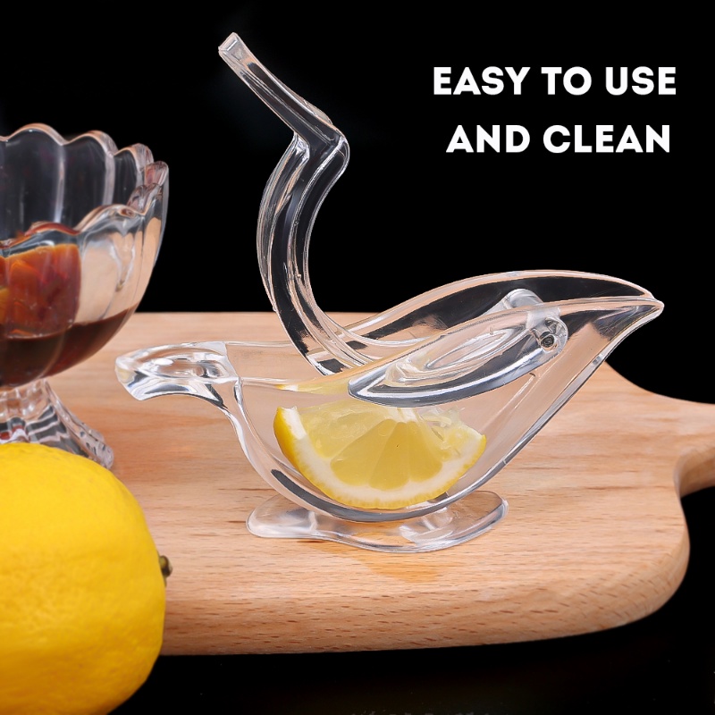 Alat Peras Jeruk Lemon Bentuk Burung Akrilik Transparan/Manual Hand Pressure Fruit Juicer Clip Kitchen Bar Gadget