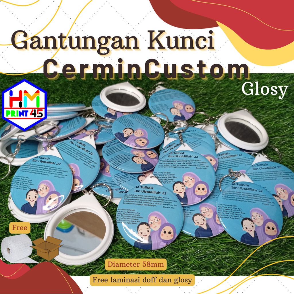 Gantungan kunci cermin 58mm Termurah