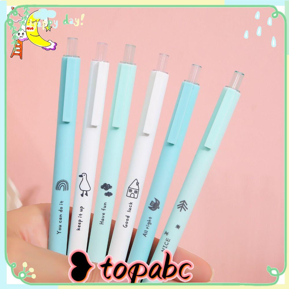 Top 6PCS/Set Gel Pulpen Kreatif Alat Tulis Gaya Mutil Alat Tulis Tinta Hitam ST Kepala Tekan Tipe Tanda Tangan Pulpen