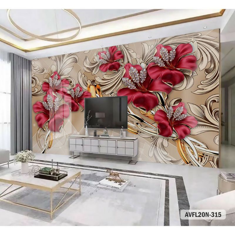 Wallpaper Dinding Motif Bunga 3D Wallpaper Custom 3D Motif Bunga