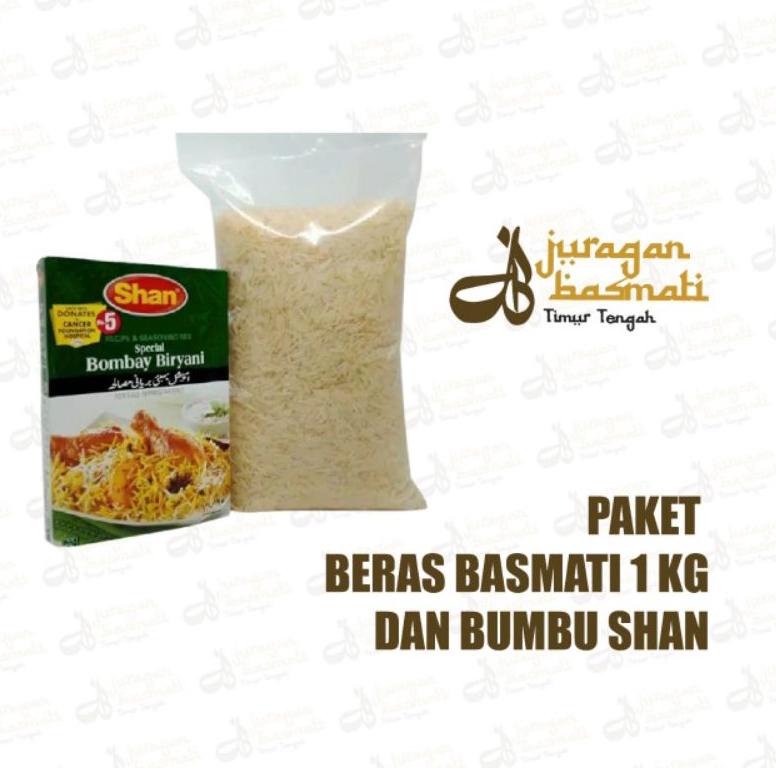 

[KODE PRODUK 7GZUG8797] PAKET BERAS BASMATI 1KG & BUMBU SHAN BRIYANI