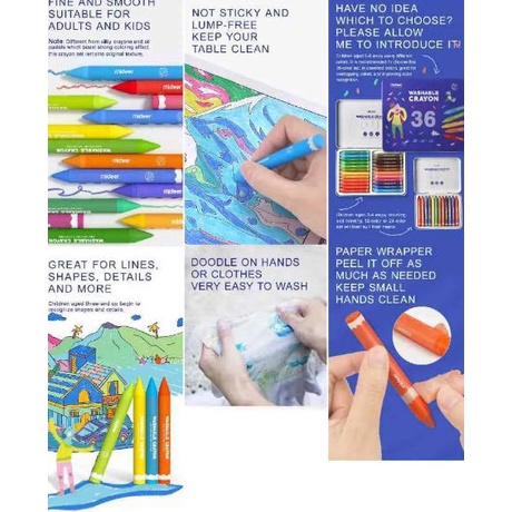 

Mideer Washable Crayon 24 12 Warna Mainan Edukasi Krayon Anak Gambar