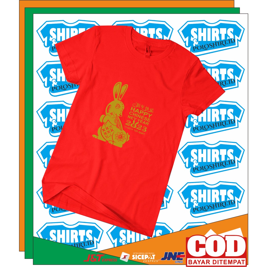 Baju Kaos Happy Chineses New Year 2023 / Kaos Imlek Rabbit / Kaos Imlek 2023 Murah