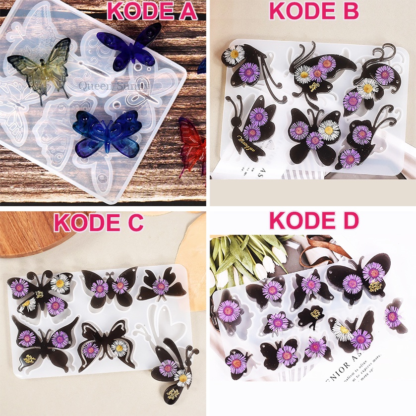 Cetakan KUPU-KUPU Mold Resin Pendant Liontin Bros Gantungan Kunci Mould Silicone Silikon