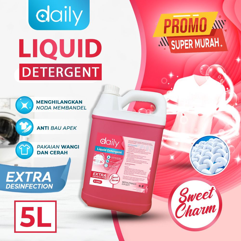 LIQUID LAUNDRY DETERGENT PREMIUM DETERJEN CAIR PREMIUM DAILY 5 LITER AROMA BLUE OCEAN - SWEET CHARM - ORCHID FOREST