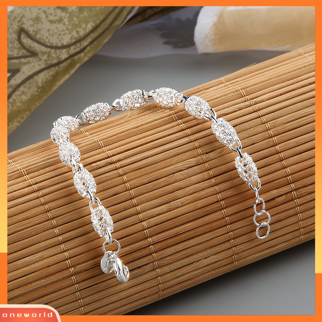 [WONE] Gelang Elegan Anti Karat Wanita Silver Plated Hollow Bola Bangle Rantai Untuk Travel